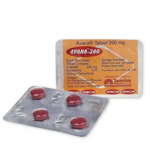 Blister Avana 200 mg cu pastile avanafil doza puternica pentru erectie