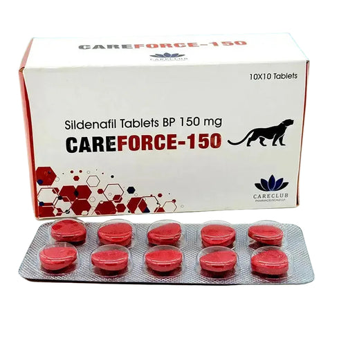 Cutie Careforce 150 mg cu blister de pastile rosii sildenafil pentru erectie