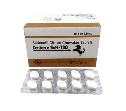 Cutie Cenforce Soft 100 mg cu drajeuri masticabile pentru erectie