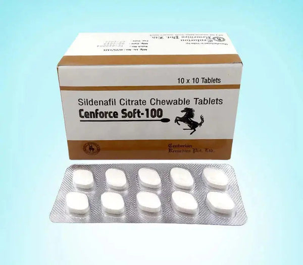 Cutie Cenforce Soft 100 mg cu drajeuri masticabile pentru erectie