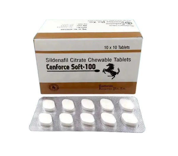 Cutie Cenforce Soft 100 mg cu drajeuri masticabile pentru erectie
