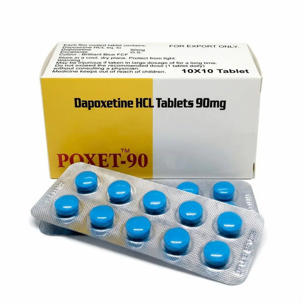 Cutie Poxet 90 mg cu blister de pastile dapoxetina pentru control ejaculare