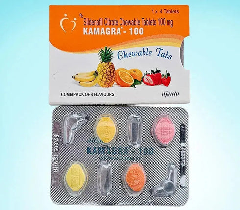 Detaliu dropsuri masticabile Kamagra 100 cu arome pentru erectie