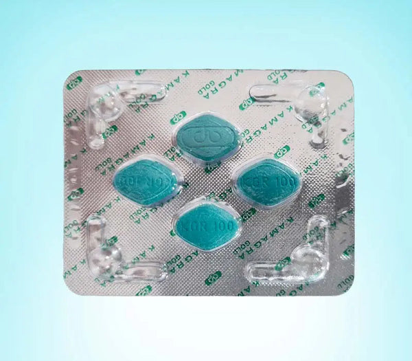 Blister Kamagra 100 Gold cu pastile albastre sildenafil pentru erectie