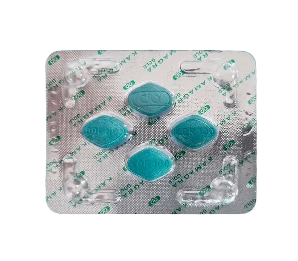 Blister Kamagra 100 Gold cu pastile albastre sildenafil pentru erectie