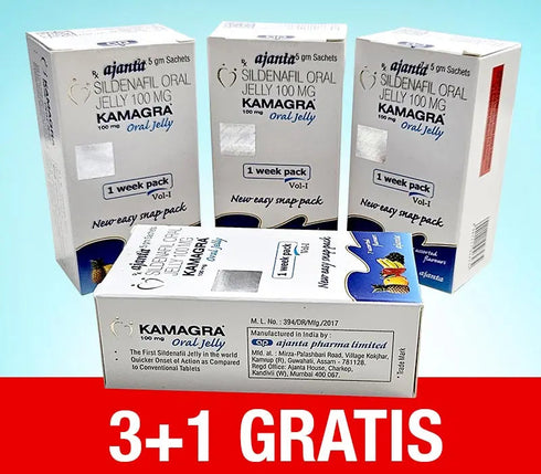 Cutii Kamagra Oral Jelly cu 3+1 gratis, gel comestibil pentru potenta