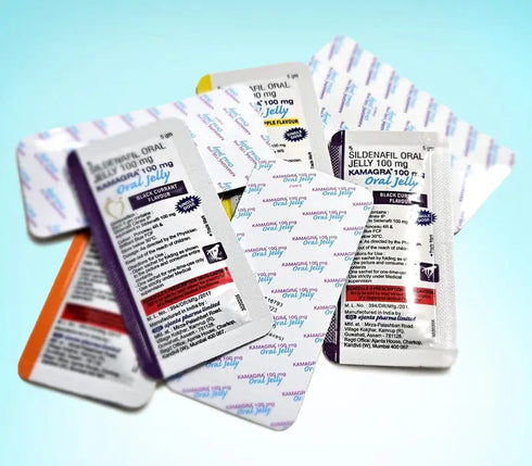 Plicuri Kamagra Oral Jelly cu arome pentru erectie rapida