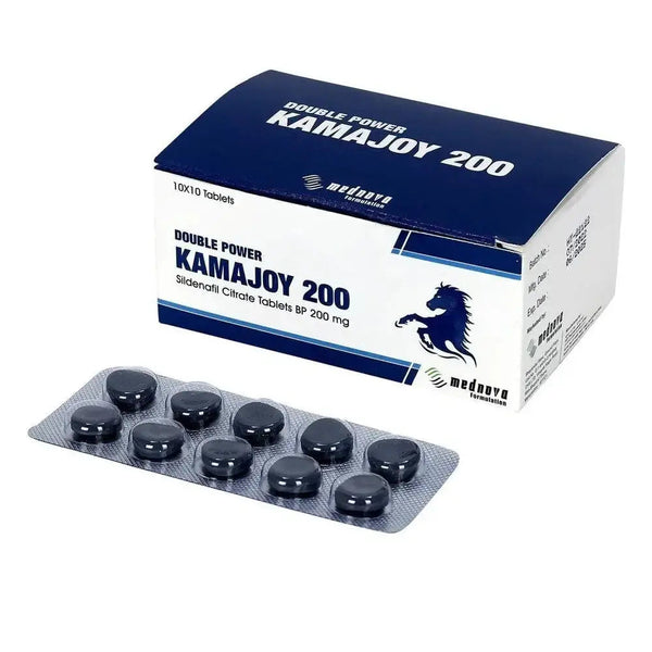 Cutie Kamajoy 200 mg cu blister de pastile sildenafil pentru erectie