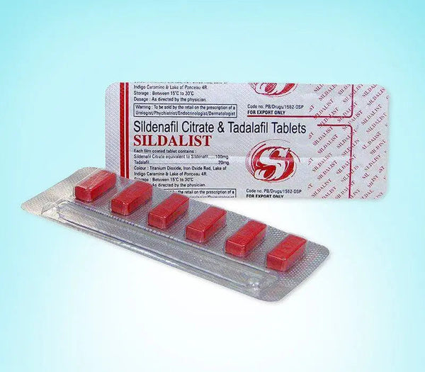 Blister Sildalist 120 mg cu sildenafil si tadalafil pentru erectie ferma