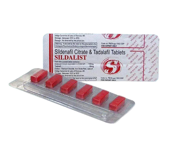 Blister Sildalist 120 mg cu sildenafil si tadalafil pentru erectie ferma