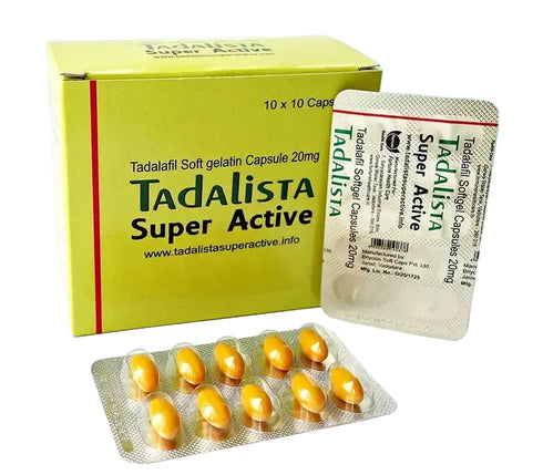 Cutie Tadalista Super Active 20 mg cu capsule gelatinoase tadalafil