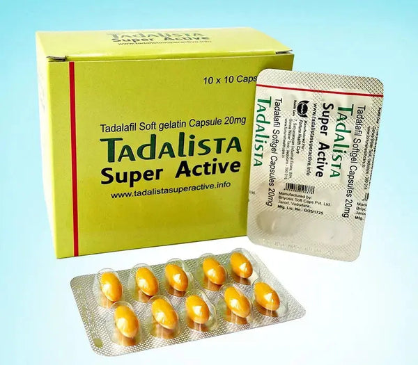 Cutie Tadalista Super Active 20 mg cu capsule gelatinoase tadalafil