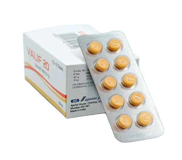 Cutie Valif 20 mg cu blister de pastile vardenafil pentru erectie